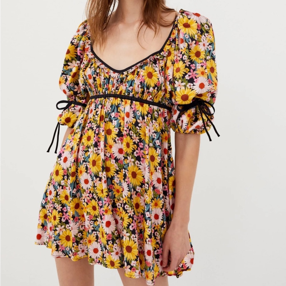 For Love & Lemons Sylvia Mini Dress Puff Sleeve